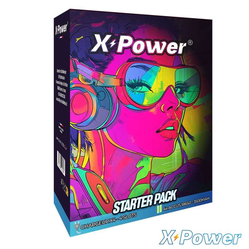 Starter Pack - Chargeur X4 + 4 Accus 18650- 3500mh