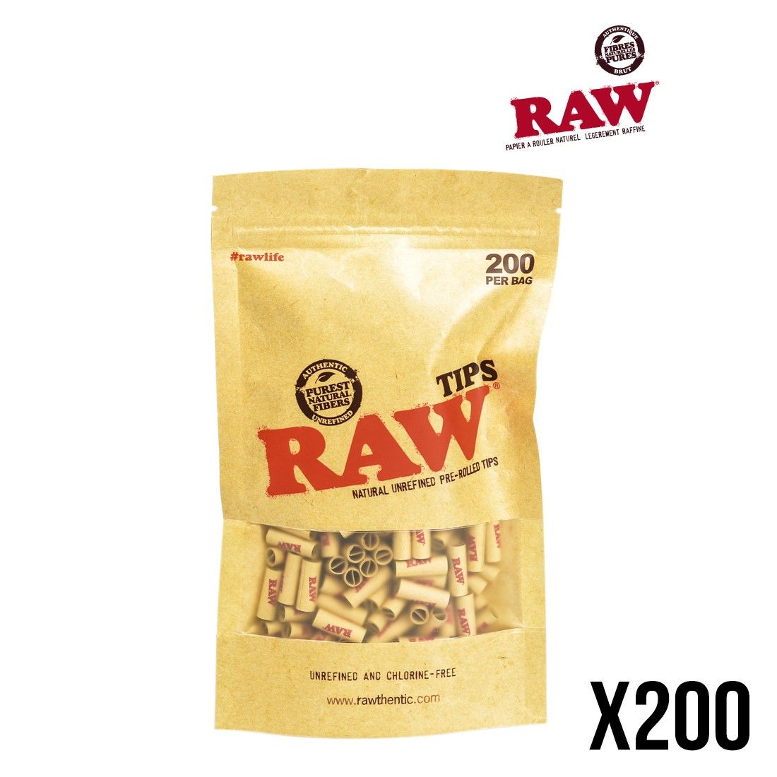 Filtres RAW préroulés, sachet de 200